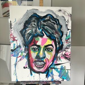 24x30 original handmade acrylic portrait face woman wall art painting